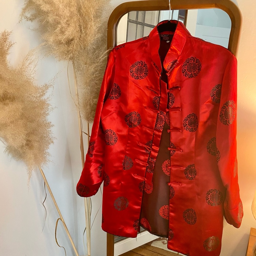 Red Chinoiserie Top